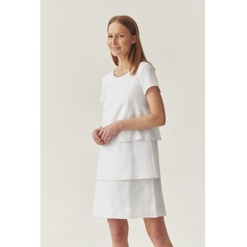 Rochie scurta din amestec de in cu model stratificat
