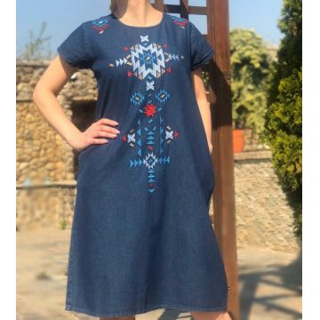 Rochie Traditionala din denim Sanda