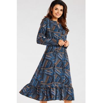Midi Rochie Maneca lunga Print A468