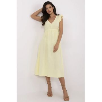Rochie  bumbac - galben - decolteu V -