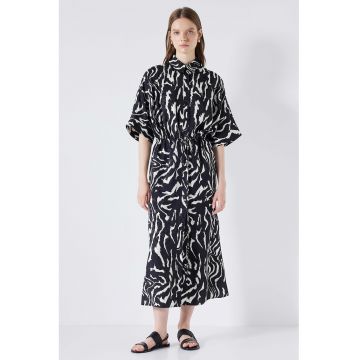 Rochie-camasa maxi cu animal print