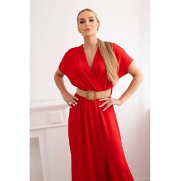 Rochie cu decolteu in V si o curea in talie -