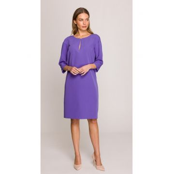 Rochie cu decupaj in forma de lacrima la decolteu -  Violet -