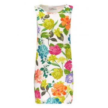 Rochie cu imprimeu floral si decolteu rotund