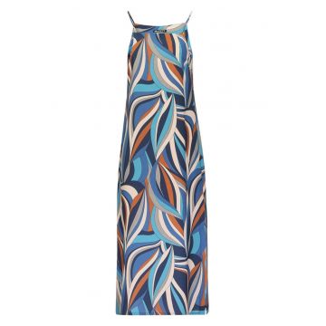 Rochie cu imprimeu si decolteu patrat - Multicolor
