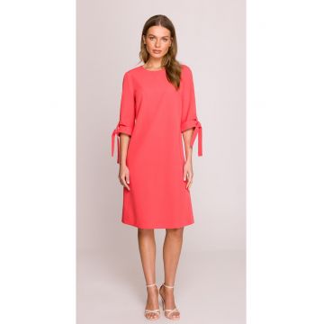 Rochie cu maneci legate -  Roz -