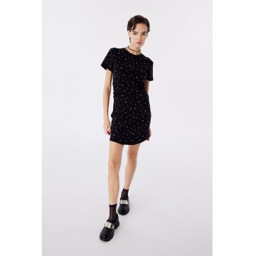 Rochie din amestec de bumbac cu strasuri