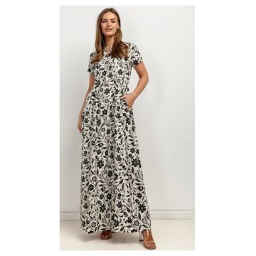 Rochie din amestec de in cu buzunare laterale