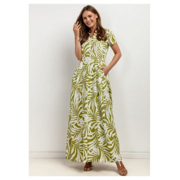 Rochie din amestec de in cu buzunare