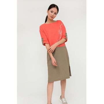 Rochie din amestec de in cu model colorblock