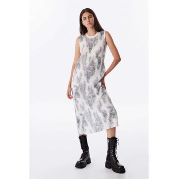 Rochie midi cu decolteu la baza gatului