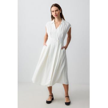 Rochie midi din amestec de modal cu buzunare laterale