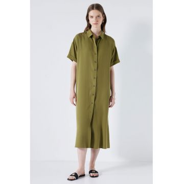 Rochie midi din lyocell cu maneci cazute