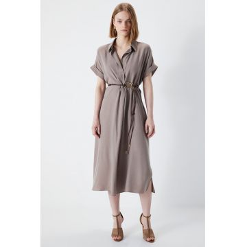 Rochie midi evazata cu catarama