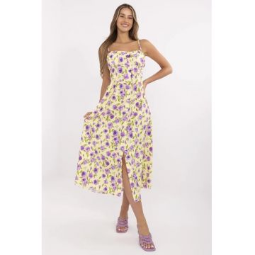 Rochie  midi galben - poliester -