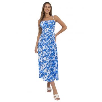 Rochie  poliester - alb-albastra -
