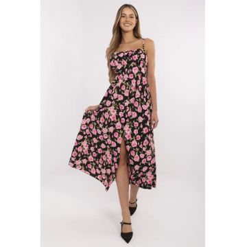Rochie  poliester - neagra/roz -