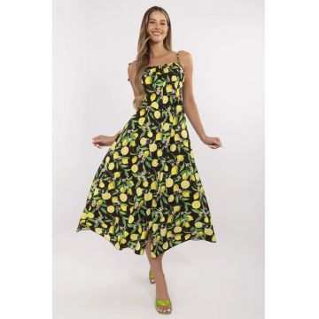 Rochie  poliester - negru/galben -