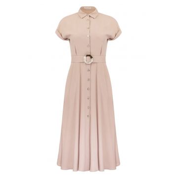 Rochie tip camasa din amestec de modal - Bej inchis
