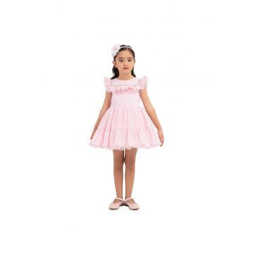 Rochita Eleganta Brodata -  pentru Fetite - cu Bentita - 33329