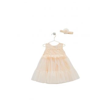 Rochita Eleganta cu Tulle -  pentru Fetite - Bentita Asortata - ELB7901