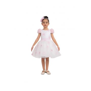 Rochita Eleganta Fetite -  - cu Flori Aplicate - Bentita Asortata - 33319