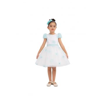 Rochita Eleganta Fetite -  - cu Flori Aplicate - Bentita Asortata - 33319