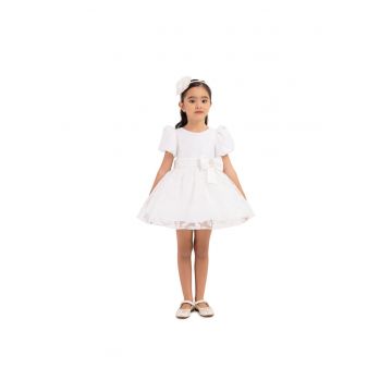 Rochita Eleganta -  - pentru Fetite - cu Fundita si Bentita Asortata - 33227