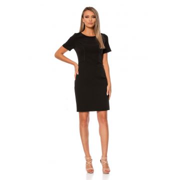 Rochie midi cambrata cu decolteu rotund