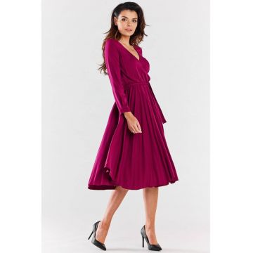 Midi Rochie Maneca lunga - Evazat - Viscoza A471