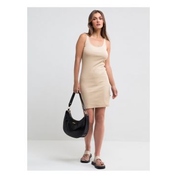Rochie bodycon Majasa cu decolteu in U - Crem