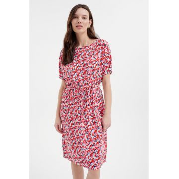 Rochie cu cordon in talie si model floral