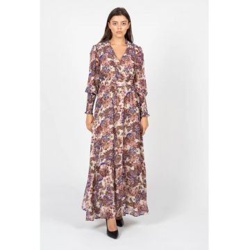 Rochie cu imprimeu floral si decolteu in v - 36