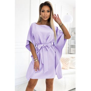 Rochie cu legatura la talie -  L-XL - Lila - 287-29