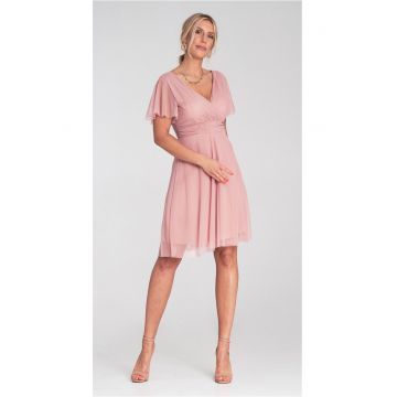 Rochie de petrecere -  M1206 - roz - din plasa -