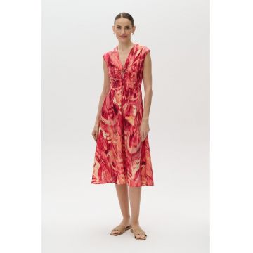Rochie din amestec de in cu decupaj