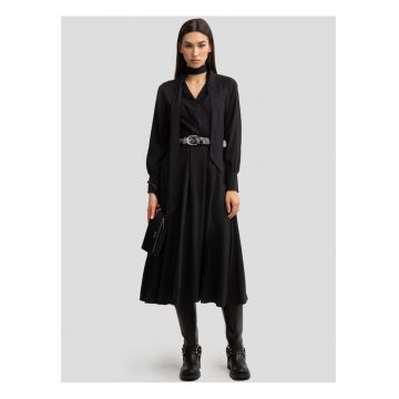 Rochie din amestec de modal cu decolteu cache-coeur - Negru