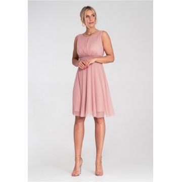 Rochie  eleganta - decolteu la spate - din plasa - roz -