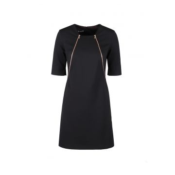 Rochie in A cu maneci medii - Negru