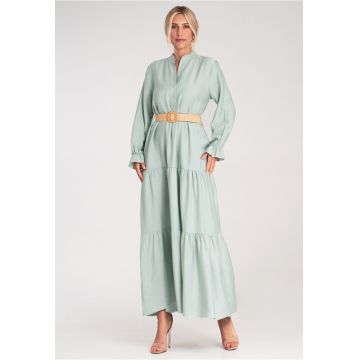 Rochie lunga casual  cu volane - menta - fabricata din material usor -