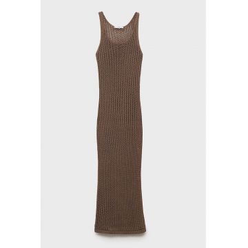 Rochie maxi de plaja - cu aspect tricotat - Maro