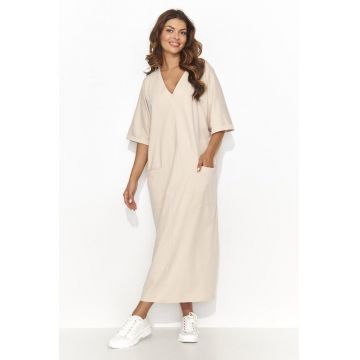 Rochie maxi tip tricou cu buzunare aplicate