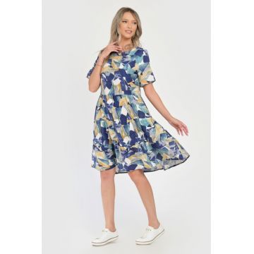 Rochie Medie Dama V289 - cu Imprimeu Abstract