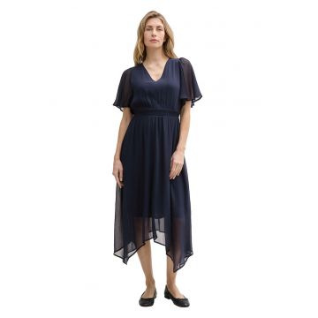 Rochie midi de sifon cu maneci butterfly