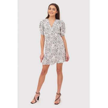 Rochie mini in alb si negru cu maneci scurte DA1742 BLACK/WHITE