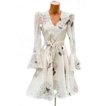 Rochie , œDelicate Bloom,   cu maneci bufante si cordon in talie