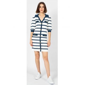 Rochie scurta in dungi cu decolteu in V -