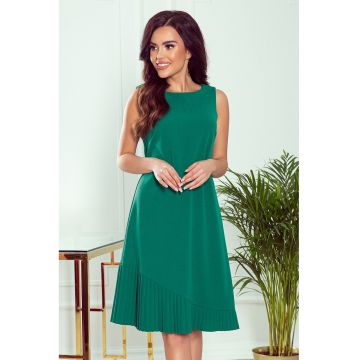 Rochie trapez cu plisa asimetrica -  L - Verde