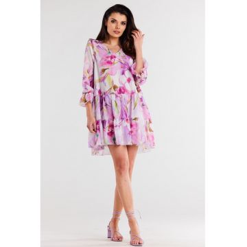 Scurta Rochie Floral Maneca trei sferturi A507