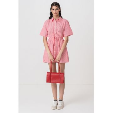 Rochie-camasa din amestec de bumbac organic cu model in dungi